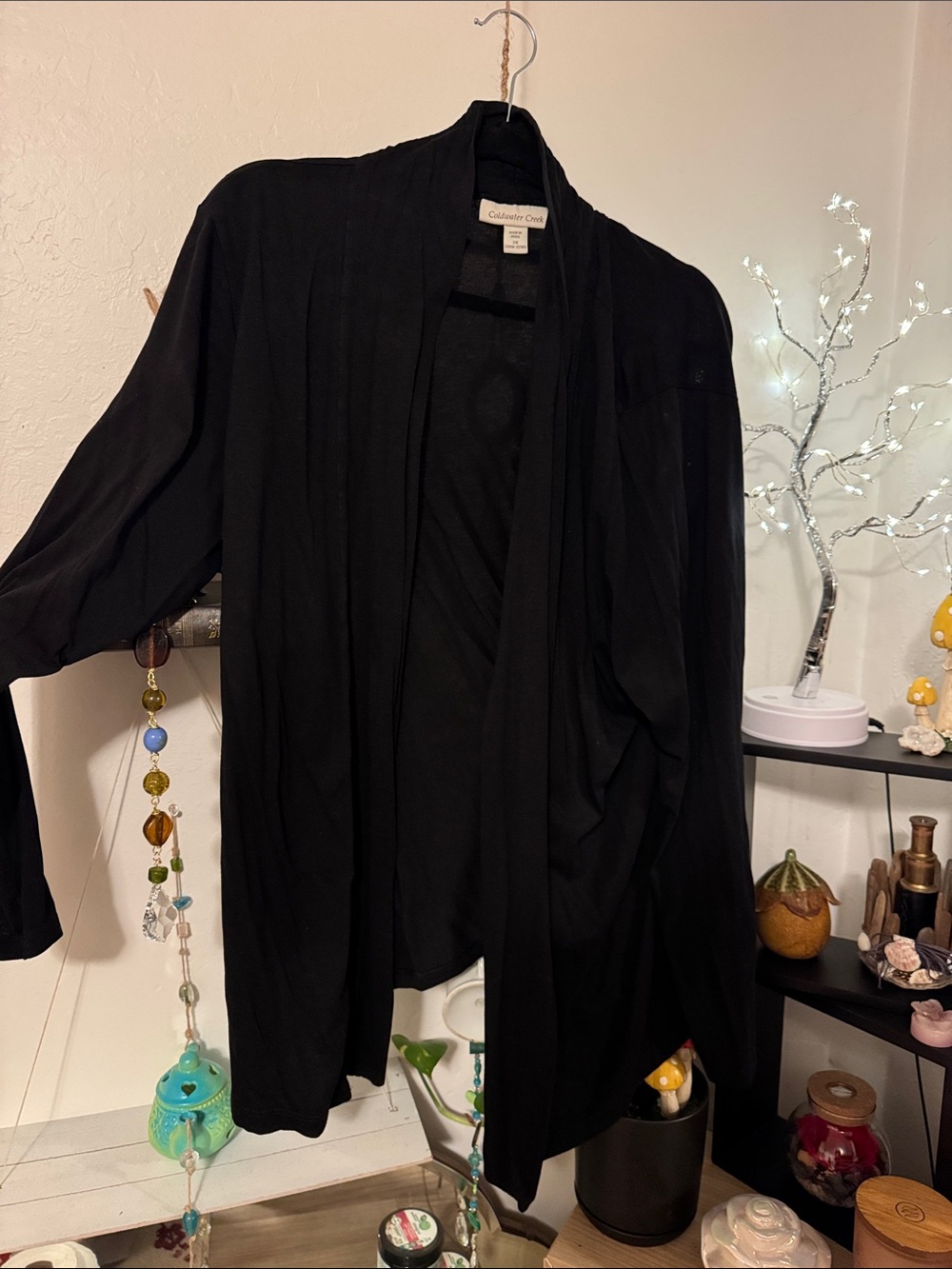Coldwater Creek Black Draped Open Cardigan